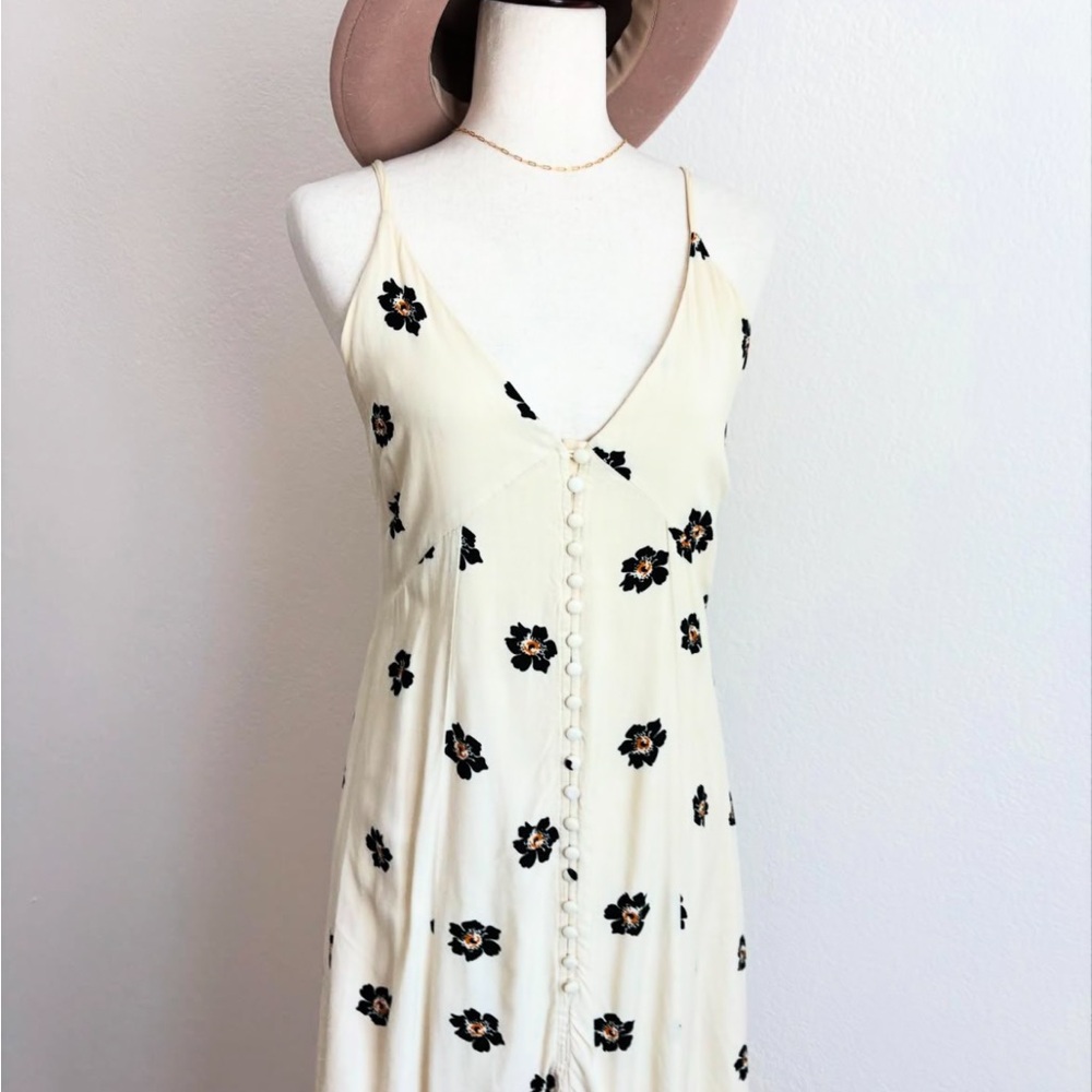 Lira Cream and Black Midi Sundress